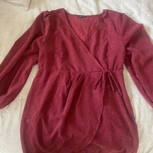 SHEIN Burgundy Wrap Mini Dress